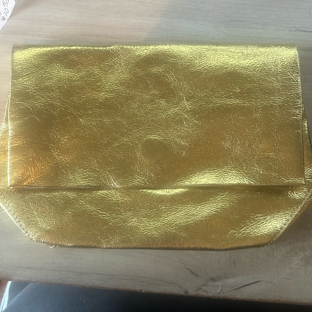 Zara Gold Metallic Clutch Wristlet